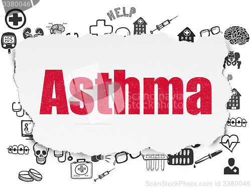 Image of Medicine concept: Asthma on Torn Paper background