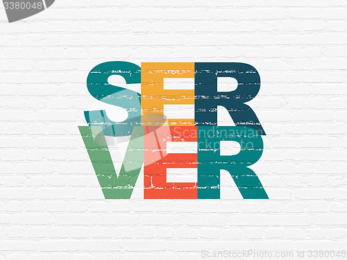 Image of Web development concept: Server on wall background