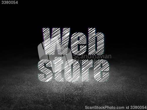 Image of Web design concept: Web Store in grunge dark room