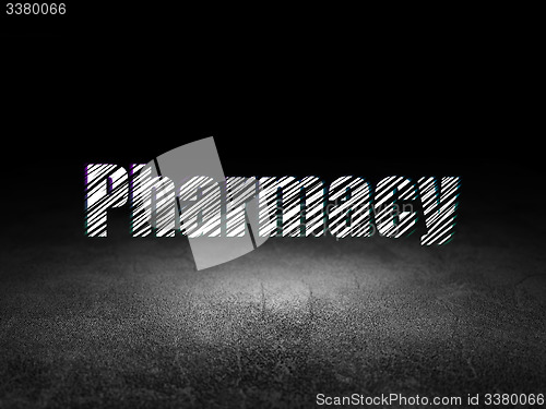 Image of Medicine concept: Pharmacy in grunge dark room