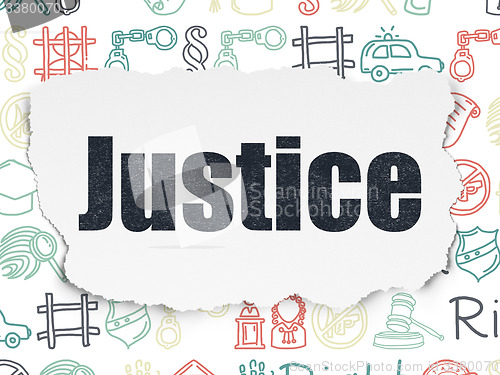 Image of Law concept: Justice on Torn Paper background