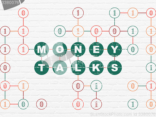 Image of Finance concept: Money Talks on wall background