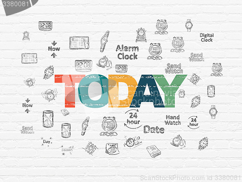 Image of Timeline concept: Today on wall background