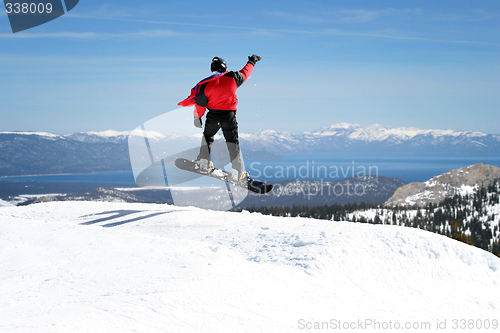 Image of Snowboarder enjoying a view