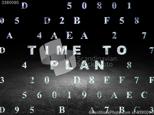 Image of Time concept: Time to Plan in grunge dark room
