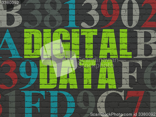 Image of Data concept: Digital Data on wall background