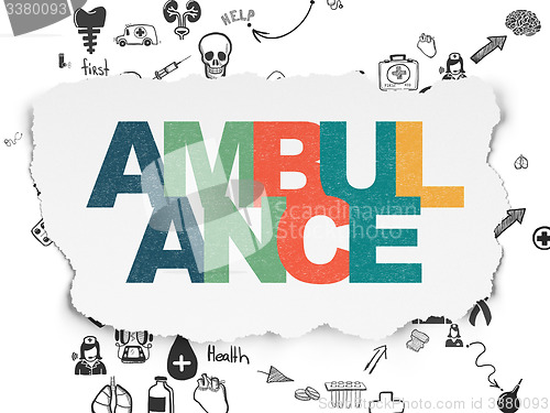 Image of Health concept: Ambulance on Torn Paper background