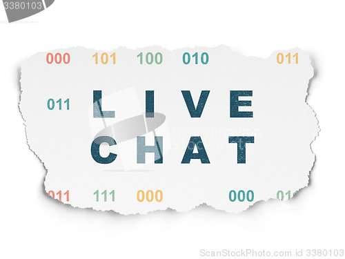 Image of Web development concept: Live Chat on Torn Paper background