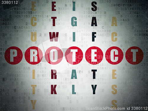 Image of Security concept: word Protect in solving Crossword Puzzle