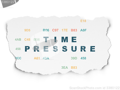 Image of Time concept: Time Pressure on Torn Paper background