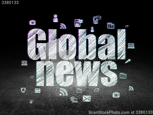 Image of News concept: Global News in grunge dark room