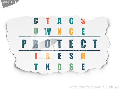 Image of Security concept: word Protect in solving Crossword Puzzle