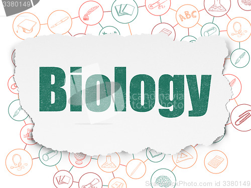 Image of Education concept: Biology on Torn Paper background