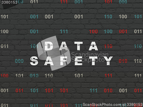 Image of Information concept: Data Safety on wall background
