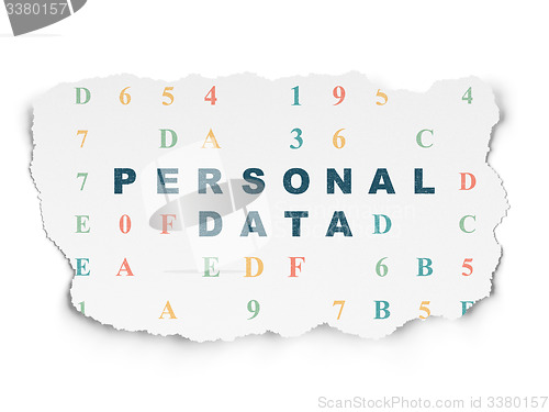 Image of Information concept: Personal Data on Torn Paper background