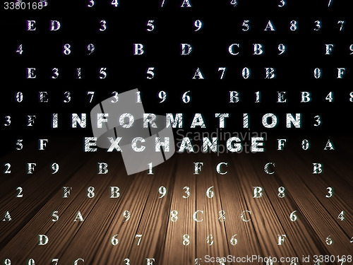 Image of Data concept: Information Exchange in grunge dark room