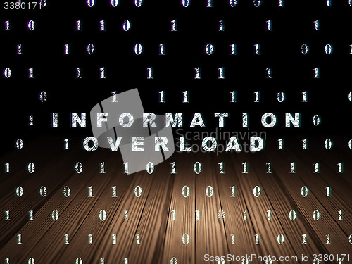 Image of Information concept: Information Overload in grunge dark room