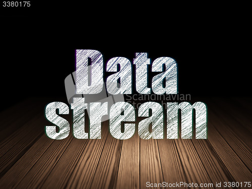 Image of Data concept: Data Stream in grunge dark room