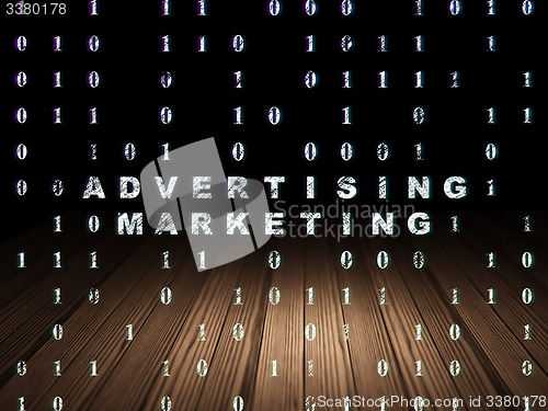 Image of Finance concept: Advertising Marketing in grunge dark room