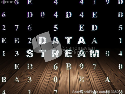 Image of Data concept: Data Stream in grunge dark room