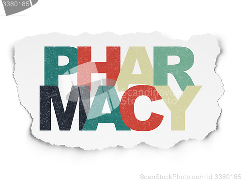 Image of Health concept: Pharmacy on Torn Paper background