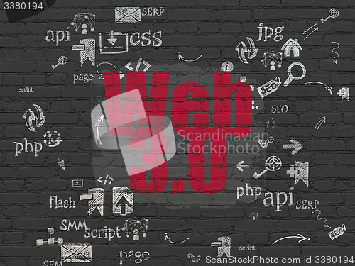 Image of Web design concept: Web 3.0 on wall background