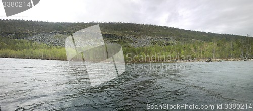 Image of mountain lake in the polar circle