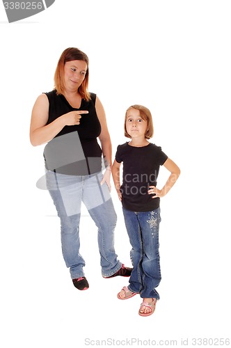 Image of A mother is disciplining her little daughter.