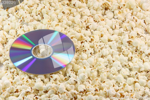 Image of dvd disc on popcorn