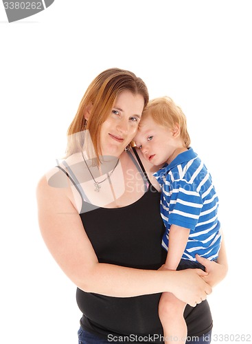 Image of Mother with her sad little boy.
