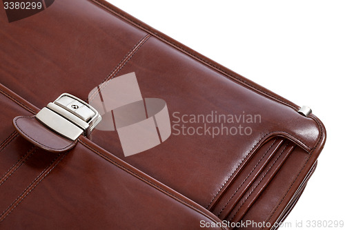 Image of Part of leather brown briefcase