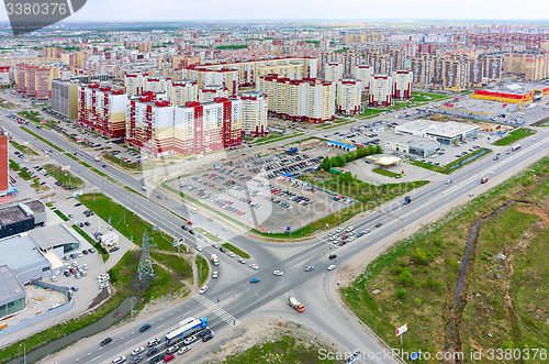 Image of Bird eye view on Permyakova street. Tyumen. Russia