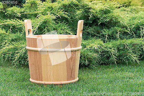 Image of Wooden bucket for sauna.