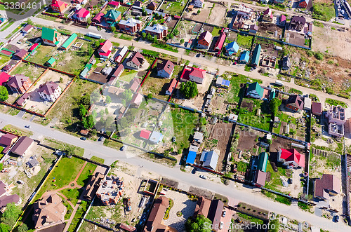 Image of Beautiful small green village from above