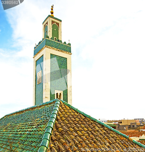 Image of  muslim   in   mosque  the history  symbol morocco  africa  mina