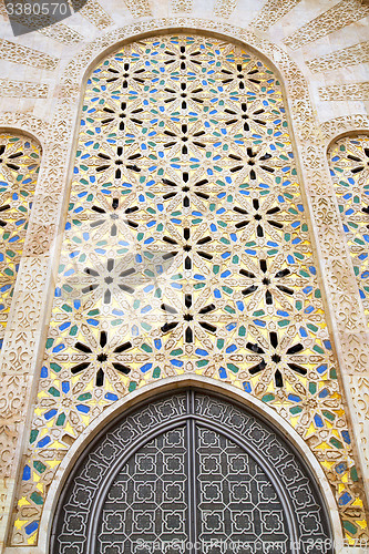 Image of historical marble  in  antique building door morocco      style 