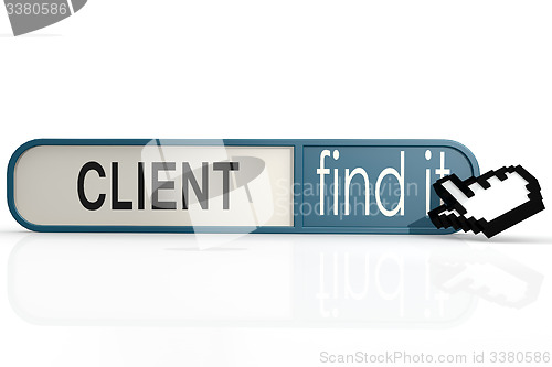 Image of Client word on the blue find it banner