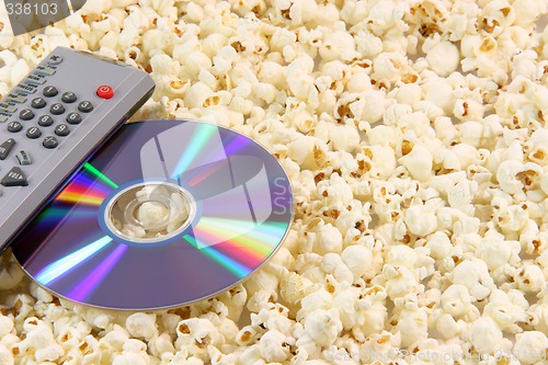 Image of popcorn dvd disc and remote
