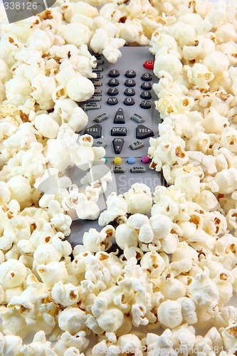 Image of remote control under popcorn