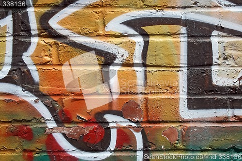 Image of Bright graffiti on a peeling wall