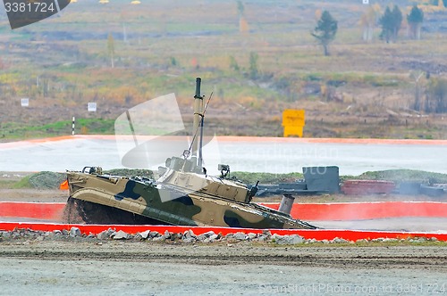 Image of Infantry fighting vehicle BMP-3M after water ford