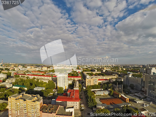 Image of City quarters from helicopter. Tyumen. Russia