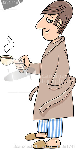 Image of man with coffee cartoon