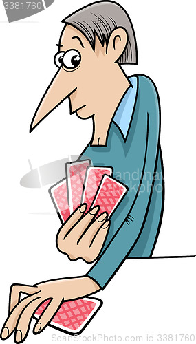 Image of man playing cards cartoon