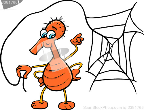 Image of spider with web cartoon