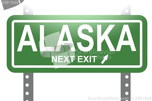 Image of Alaska green sign board isolated 