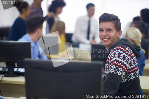 Image of students group in computer lab classroom