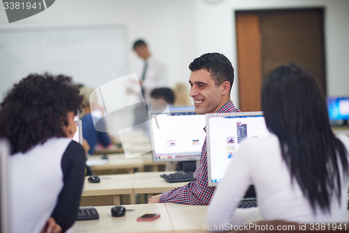 Image of students group in computer lab classroom