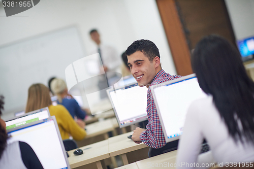 Image of students group in computer lab classroom