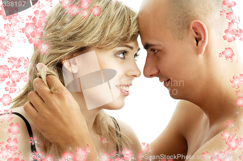 Image of couple in love with flowers